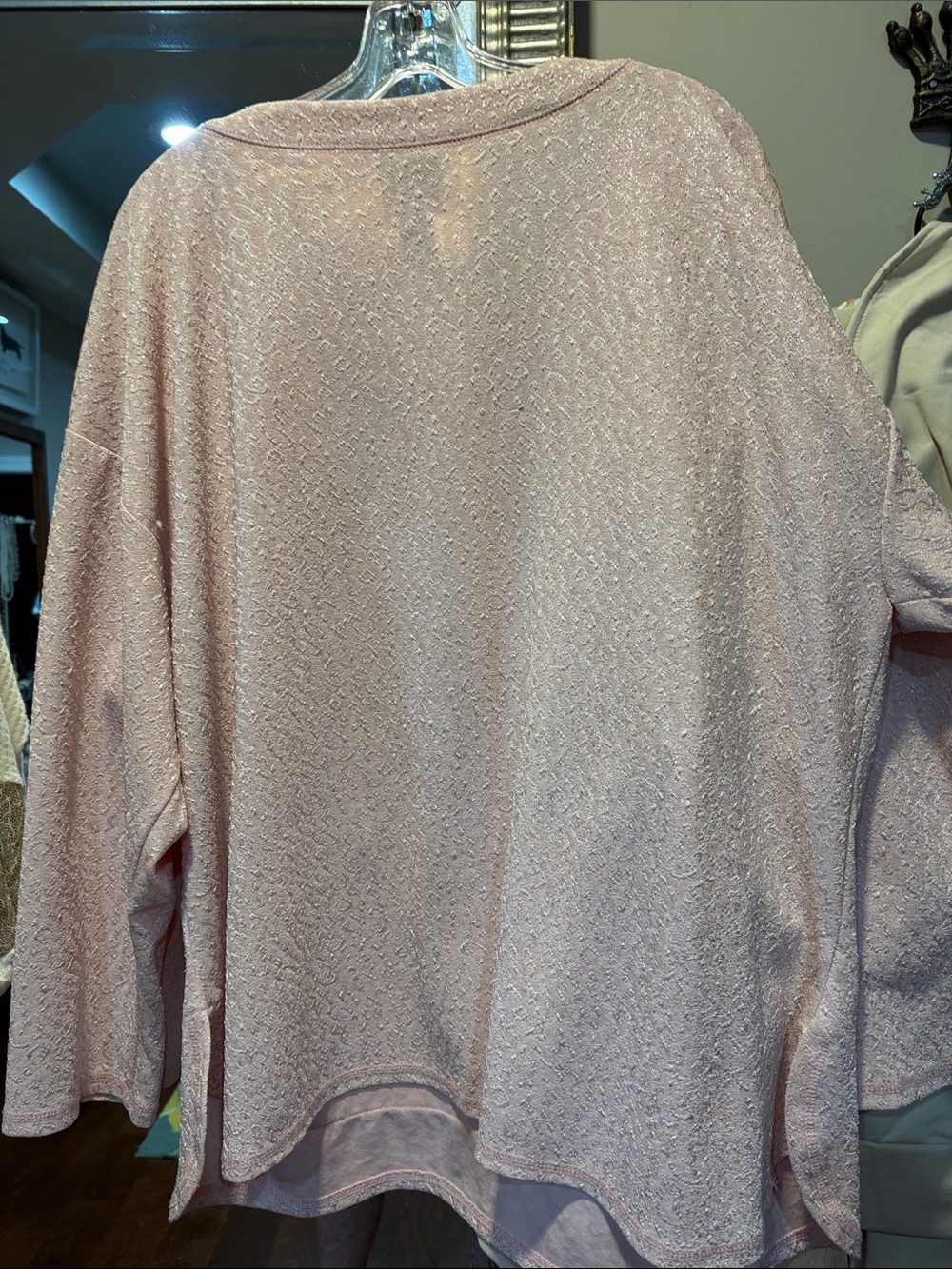 Ruby Rd. Light Pink Textured Drawstring Pullover Hoodie - Picture 4 of 5